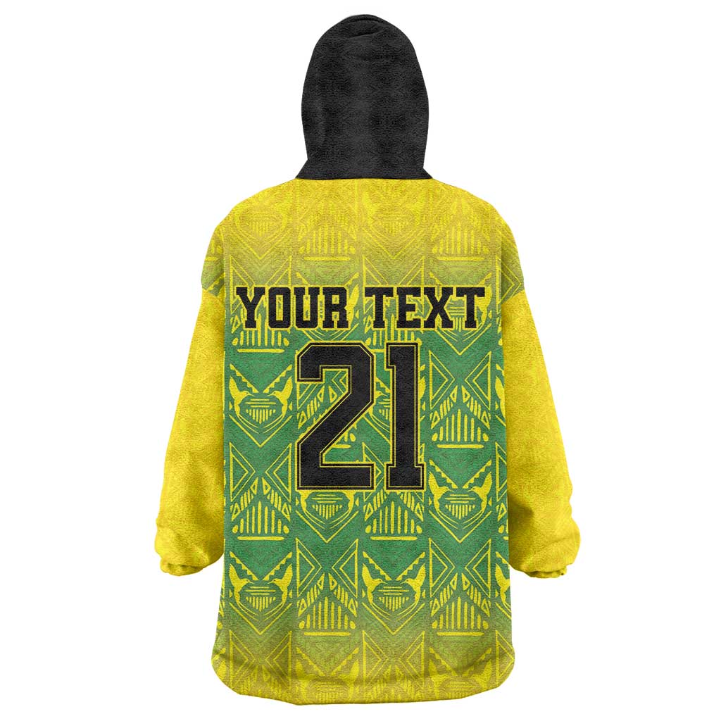 Afro-Jamaicans Custom Kid Wearable Blanket Hoodie Reggae Boyz With Traditional Pattern