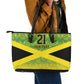 Afro-Jamaicans Custom Leather Tote Bag Reggae Boyz With Traditional Pattern