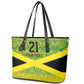 Afro-Jamaicans Custom Leather Tote Bag Reggae Boyz With Traditional Pattern