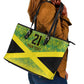 Afro-Jamaicans Custom Leather Tote Bag Reggae Boyz With Traditional Pattern