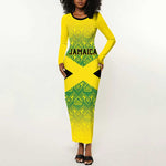 Afro-Jamaicans Custom Long Sleeve Bodycon Dress Reggae Boyz With Traditional Pattern LT9