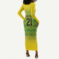 Afro-Jamaicans Custom Long Sleeve Bodycon Dress Reggae Boyz With Traditional Pattern LT9