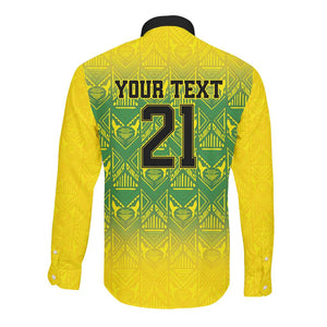Afro-Jamaicans Custom Long Sleeve Button Shirt Reggae Boyz With Traditional Pattern