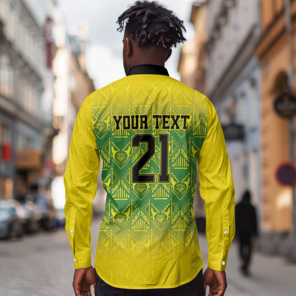 Afro-Jamaicans Custom Long Sleeve Button Shirt Reggae Boyz With Traditional Pattern
