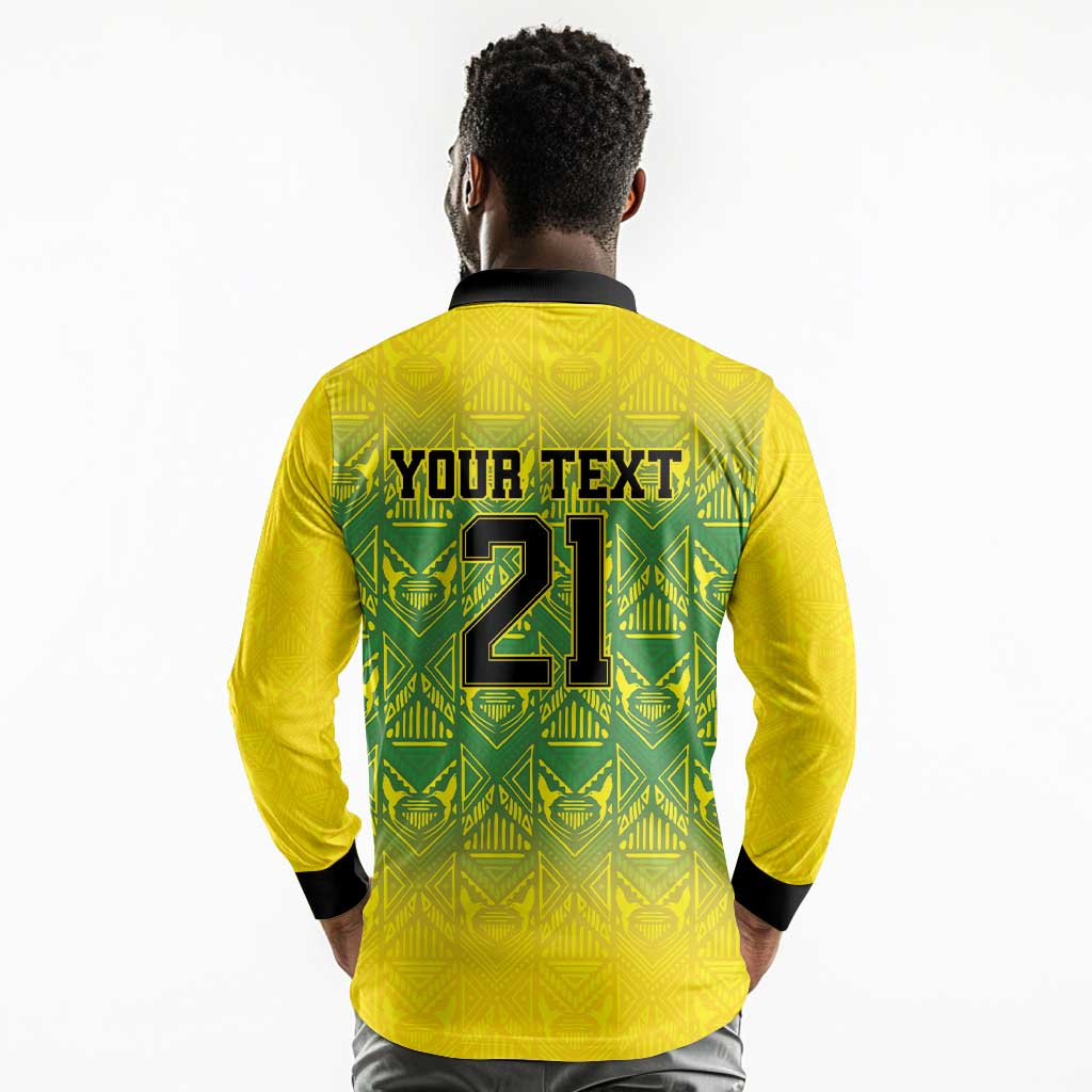 Afro-Jamaicans Custom Long Sleeve Polo Shirt Reggae Boyz With Traditional Pattern