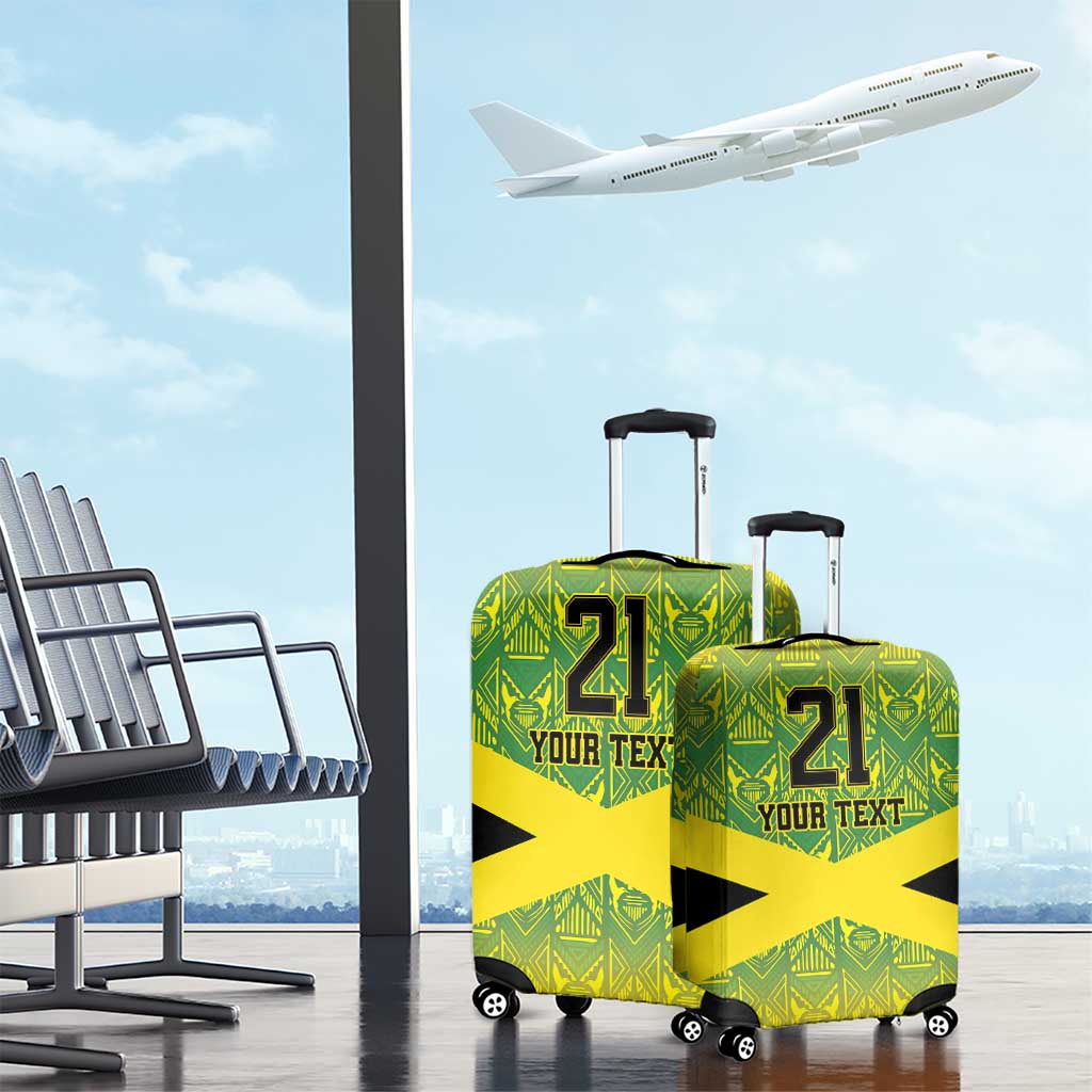 Afro-Jamaicans Custom Luggage Cover Reggae Boyz With Traditional Pattern