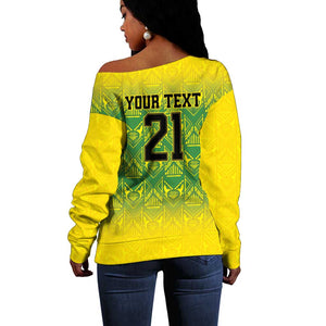 Afro-Jamaicans Custom Off Shoulder Sweater Reggae Boyz With Traditional Pattern