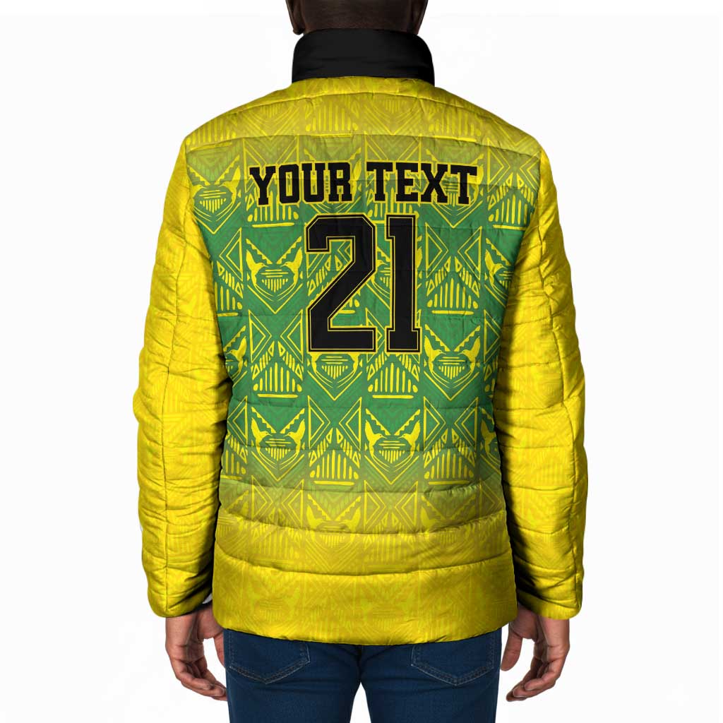 Afro-Jamaicans Custom Padded Jacket Reggae Boyz With Traditional Pattern