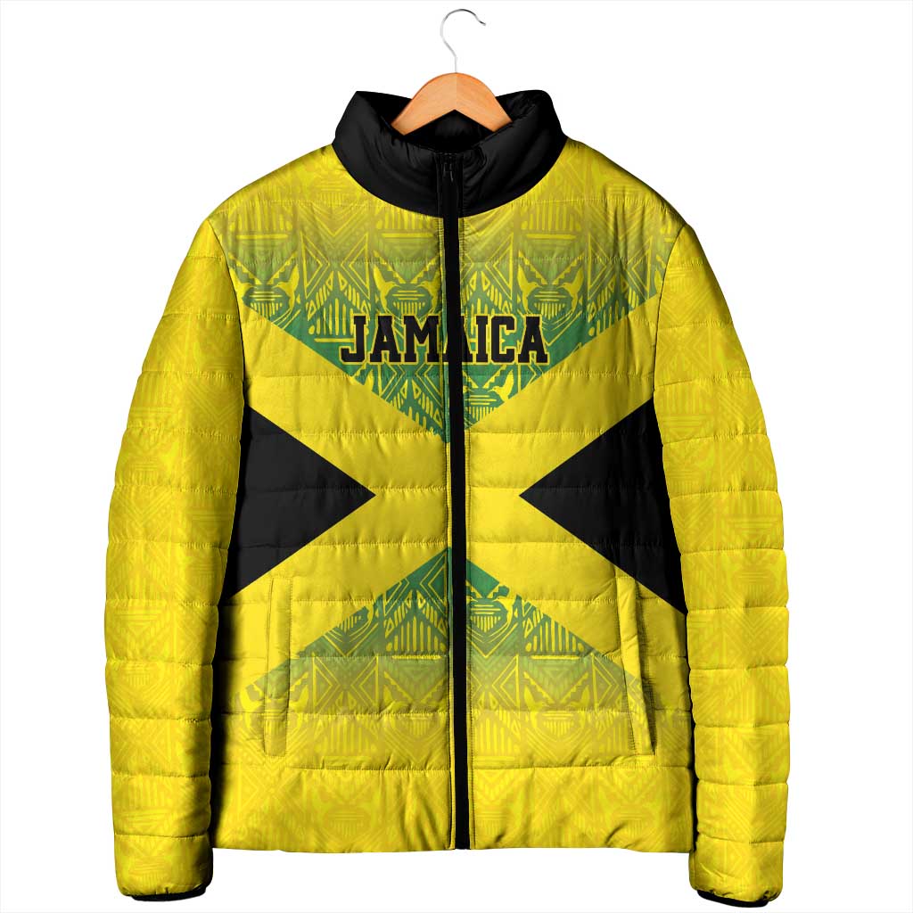 Afro-Jamaicans Custom Padded Jacket Reggae Boyz With Traditional Pattern