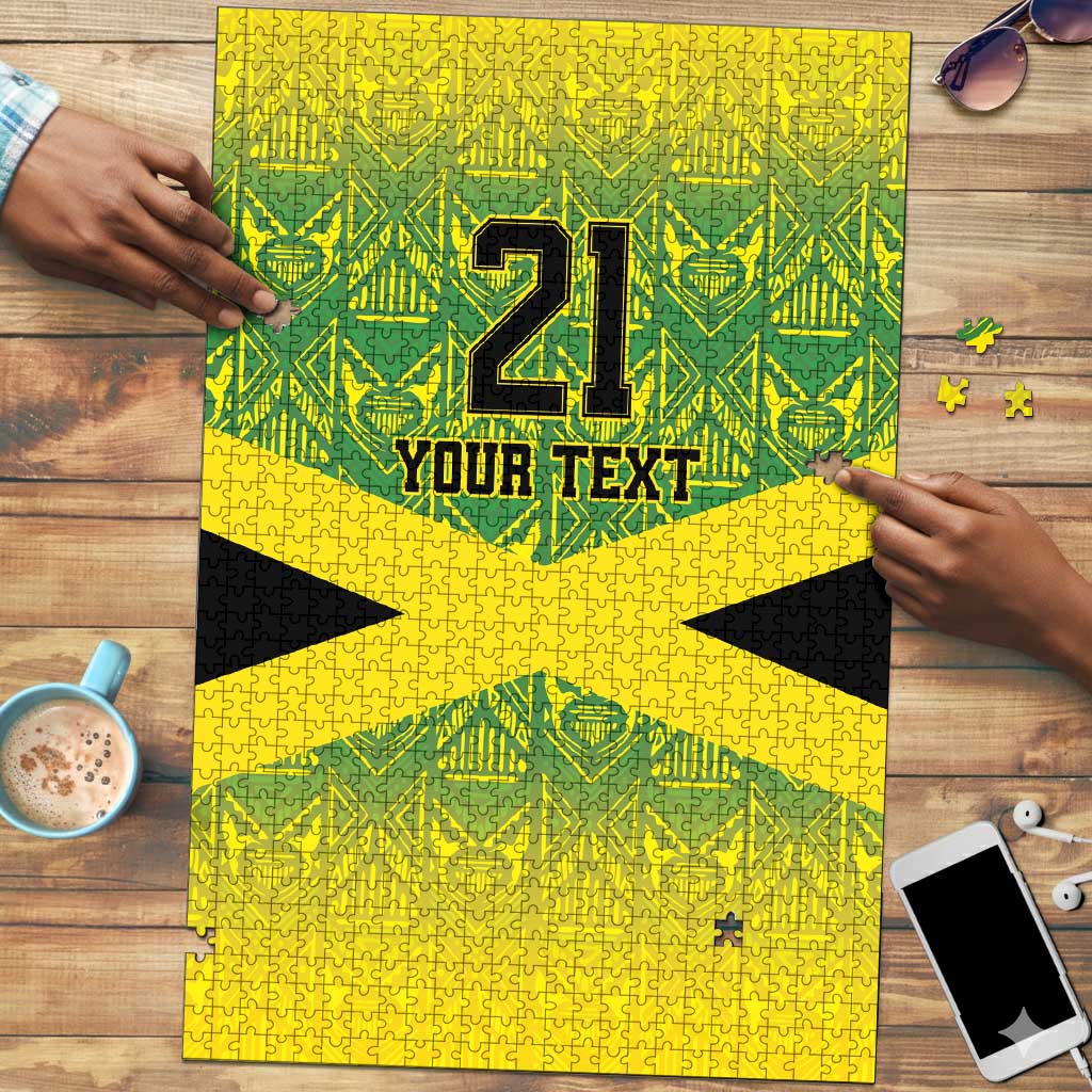 Afro-Jamaicans Custom Puzzle Reggae Boyz With Traditional Pattern