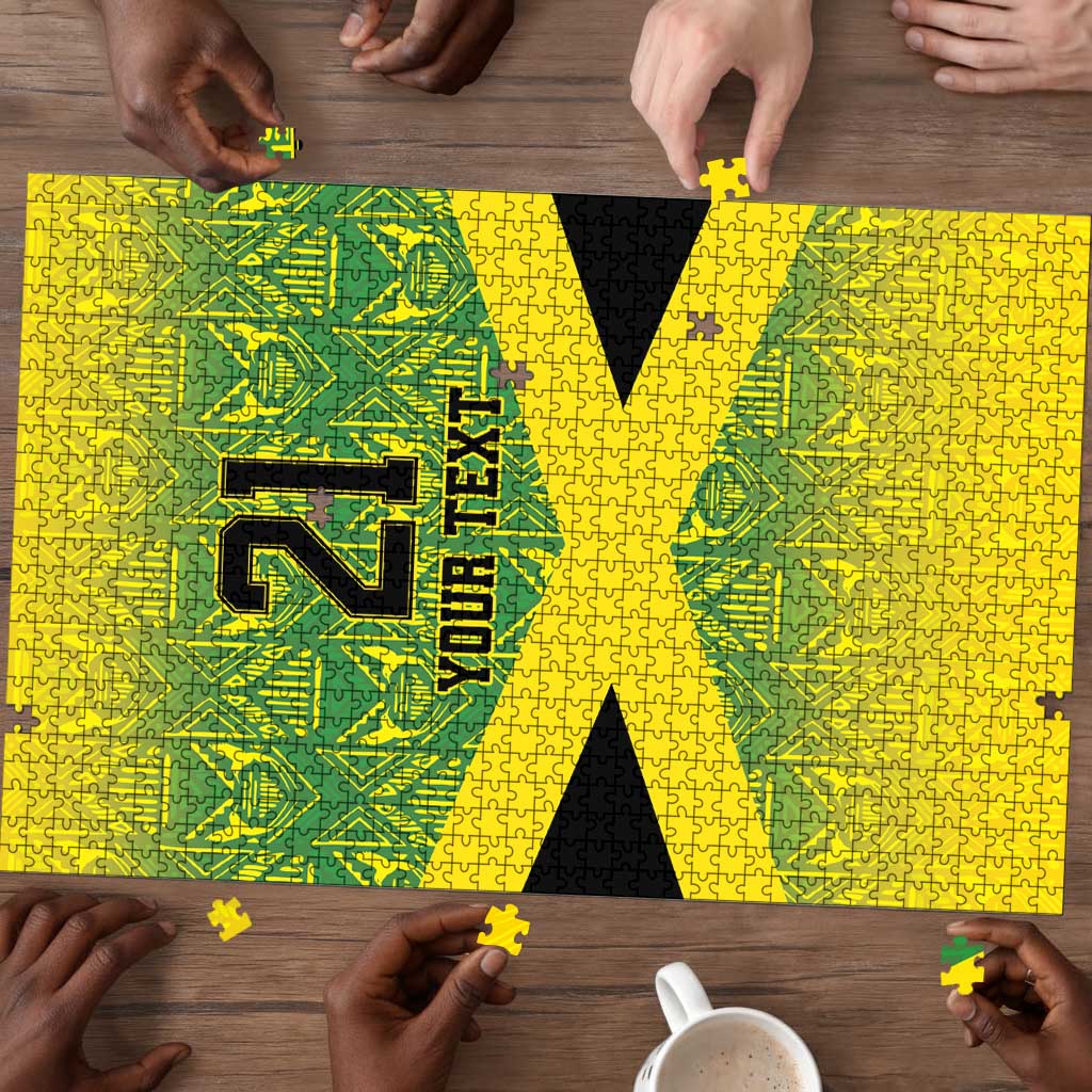 Afro-Jamaicans Custom Puzzle Reggae Boyz With Traditional Pattern