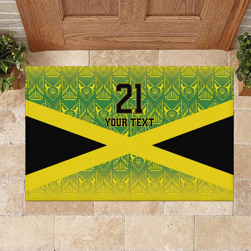 Afro-Jamaicans Custom Rubber Doormat Reggae Boyz With Traditional Pattern