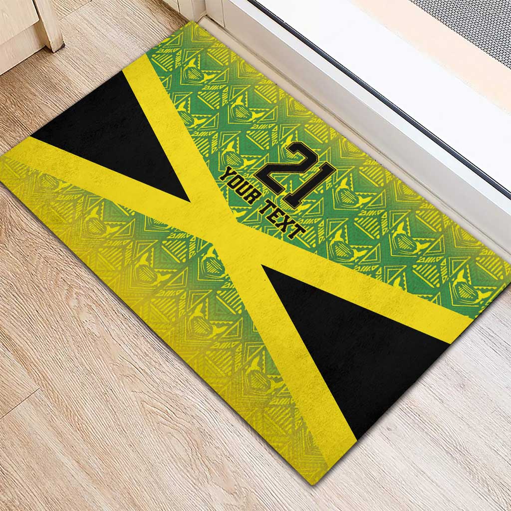 Afro-Jamaicans Custom Rubber Doormat Reggae Boyz With Traditional Pattern