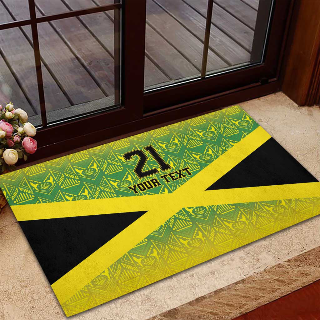 Afro-Jamaicans Custom Rubber Doormat Reggae Boyz With Traditional Pattern