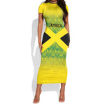 Afro-Jamaicans Custom Short Sleeve Bodycon Dress Reggae Boyz With Traditional Pattern LT9
