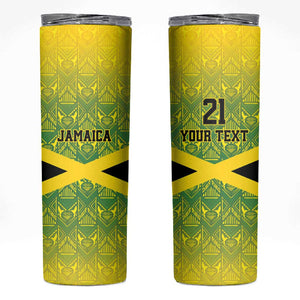 Afro-Jamaicans Custom Skinny Tumbler Reggae Boyz With Traditional Pattern