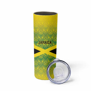 Afro-Jamaicans Custom Skinny Tumbler Reggae Boyz With Traditional Pattern