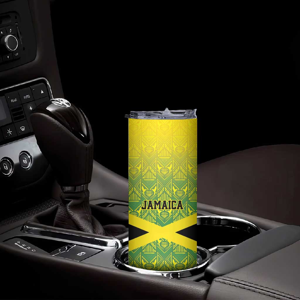 Afro-Jamaicans Custom Skinny Tumbler Reggae Boyz With Traditional Pattern