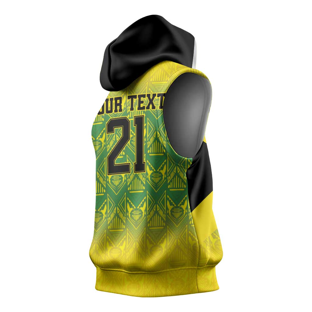 Afro-Jamaicans Custom Sleeveless Hoodie Reggae Boyz With Traditional Pattern - African Pride