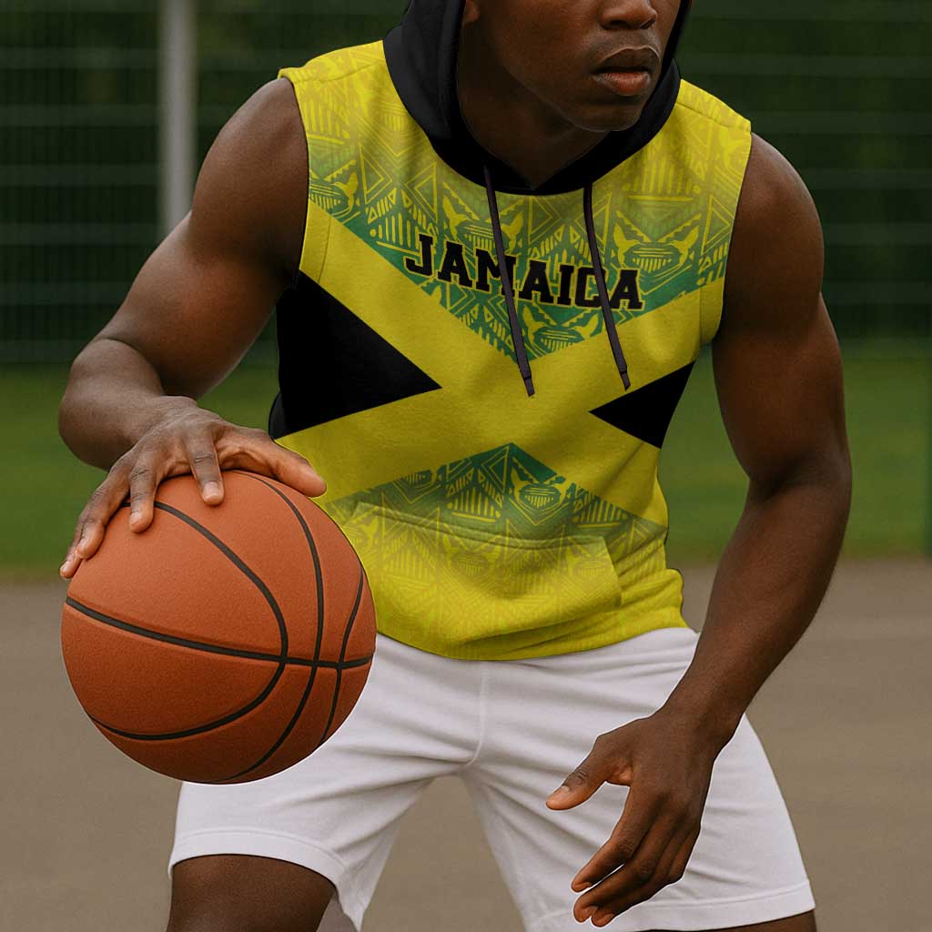 Afro-Jamaicans Custom Sleeveless Hoodie Reggae Boyz With Traditional Pattern - African Pride