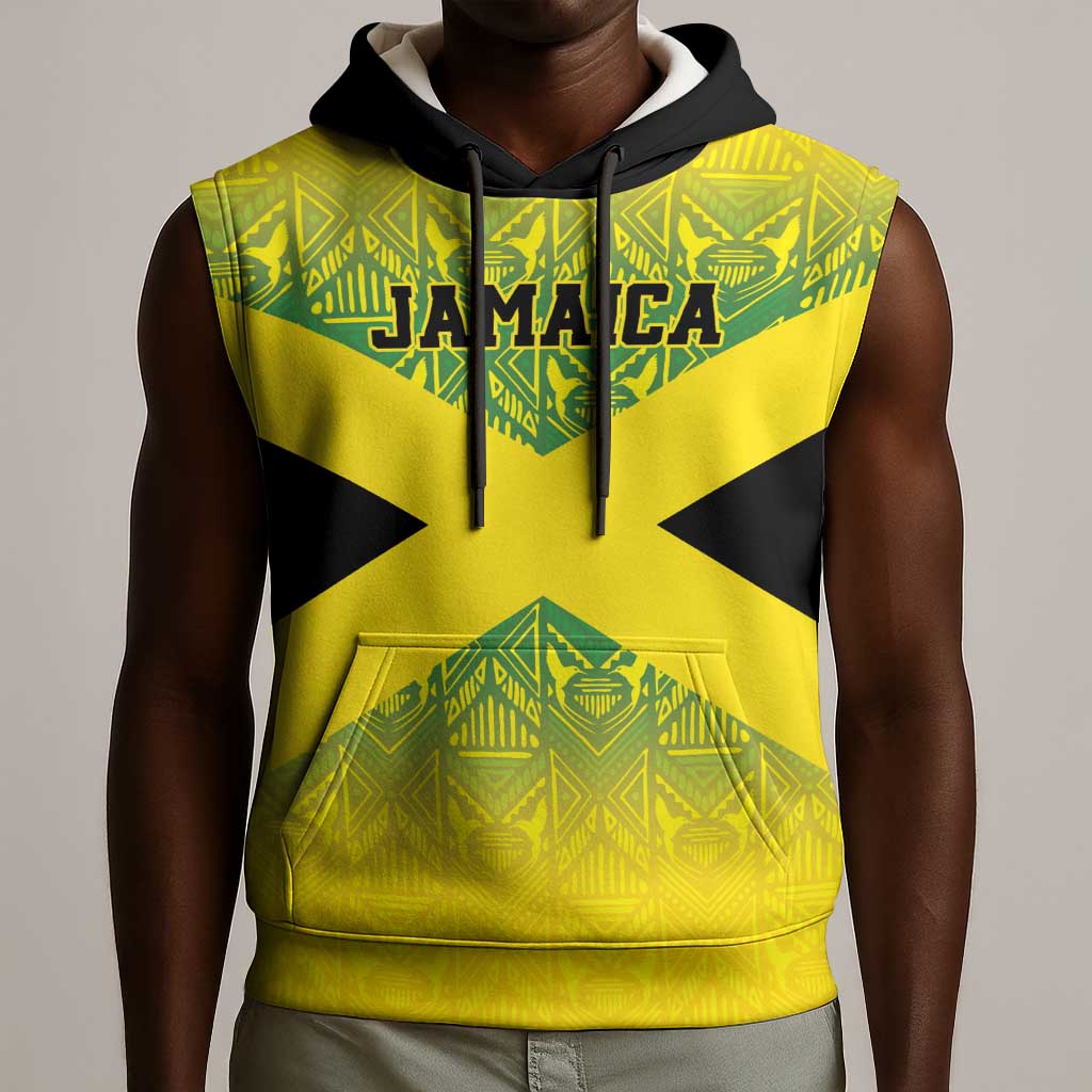 Afro-Jamaicans Custom Sleeveless Hoodie Reggae Boyz With Traditional Pattern - African Pride