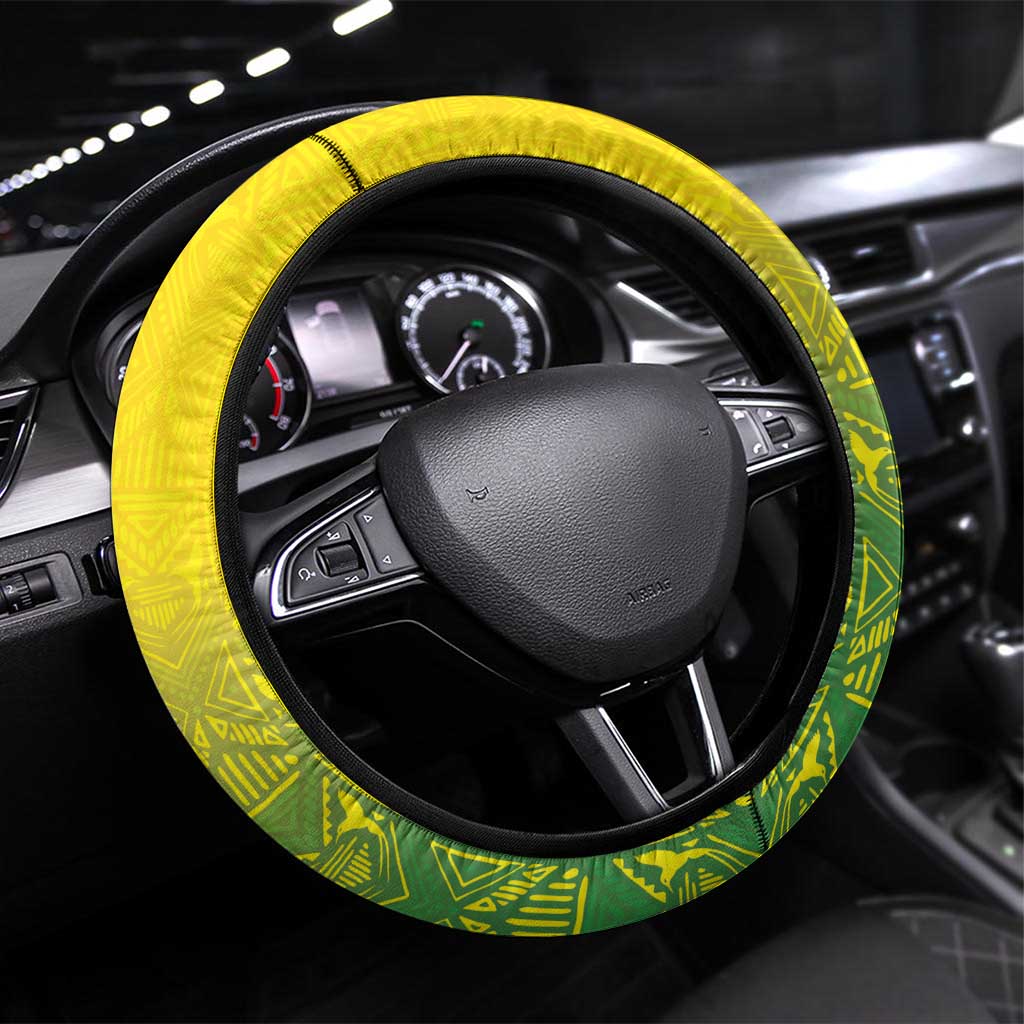 Afro-Jamaicans Steering Wheel Cover Reggae Boyz With Traditional Pattern