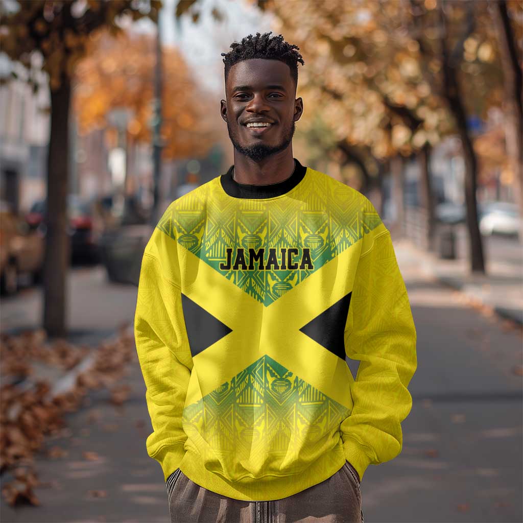 Afro-Jamaicans Custom Sweatshirt Reggae Boyz With Traditional Pattern