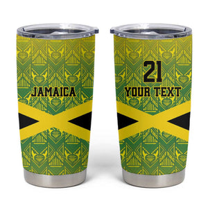 Afro-Jamaicans Custom Tumbler Cup Reggae Boyz With Traditional Pattern