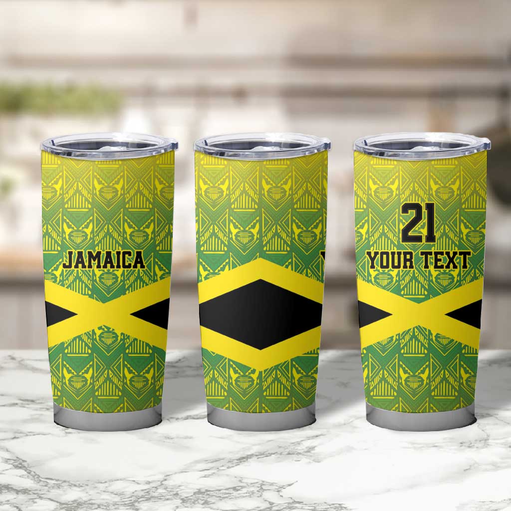 Afro-Jamaicans Custom Tumbler Cup Reggae Boyz With Traditional Pattern