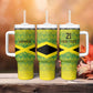 Afro-Jamaicans Custom Tumbler With Handle Reggae Boyz With Traditional Pattern