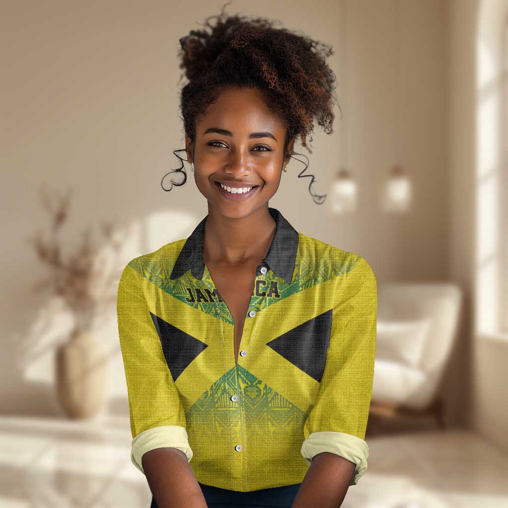 Afro-Jamaicans Custom Women Casual Shirt Reggae Boyz With Traditional Pattern LT9