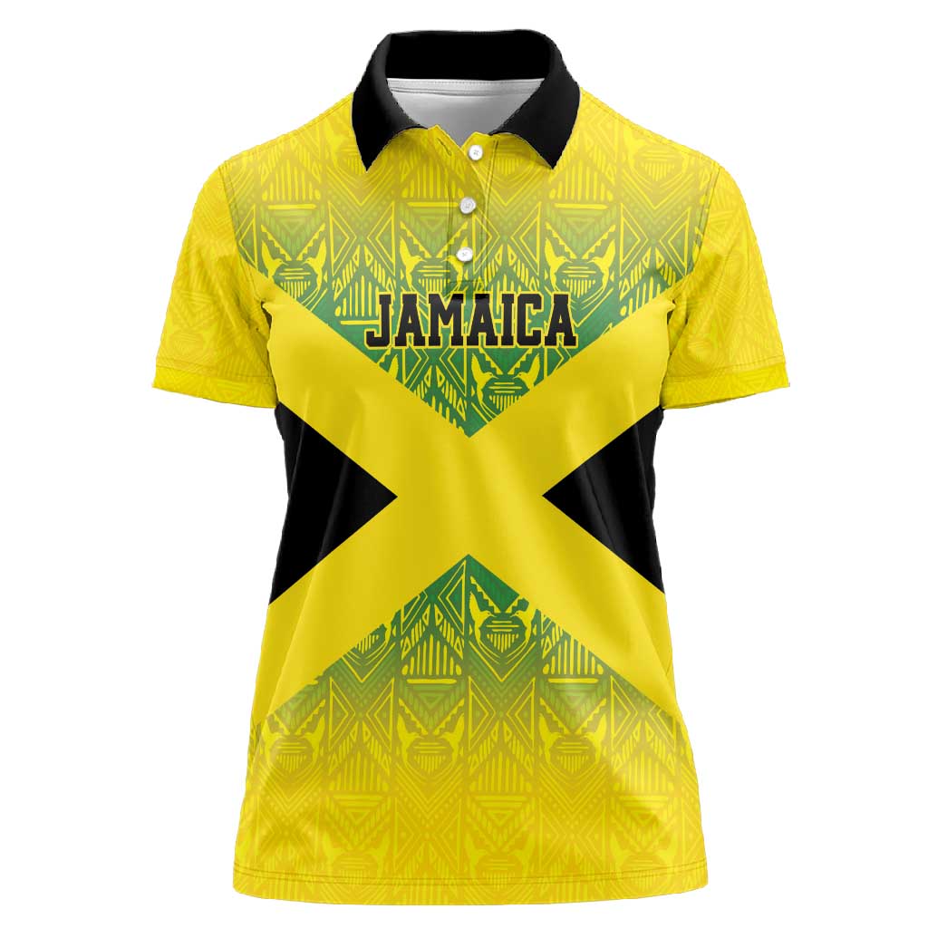 Afro-Jamaicans Custom Women Polo Shirt Reggae Boyz With Traditional Pattern