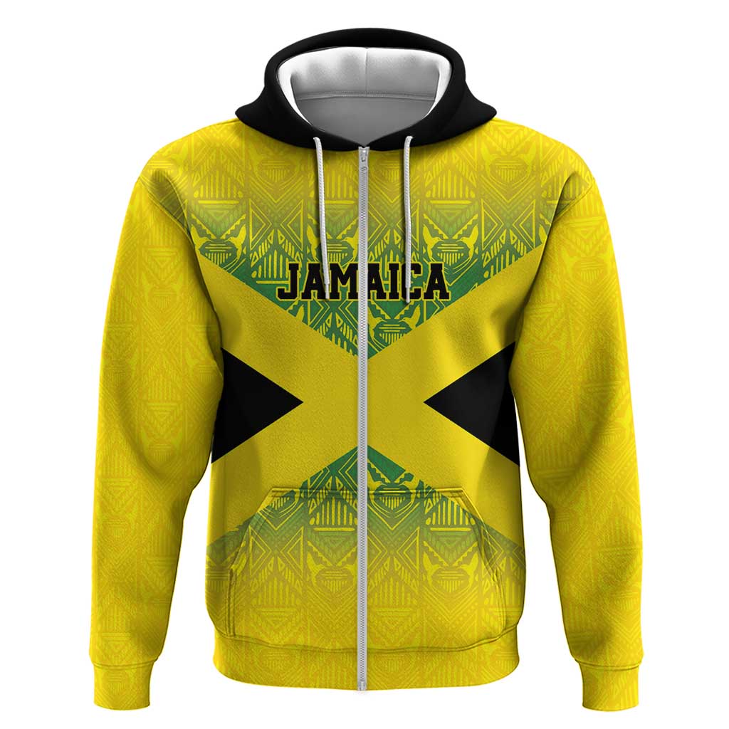 Afro-Jamaicans Custom Zip Hoodie Reggae Boyz With Traditional Pattern