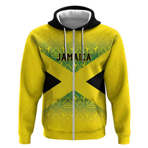 Afro-Jamaicans Custom Zip Hoodie Reggae Boyz With Traditional Pattern