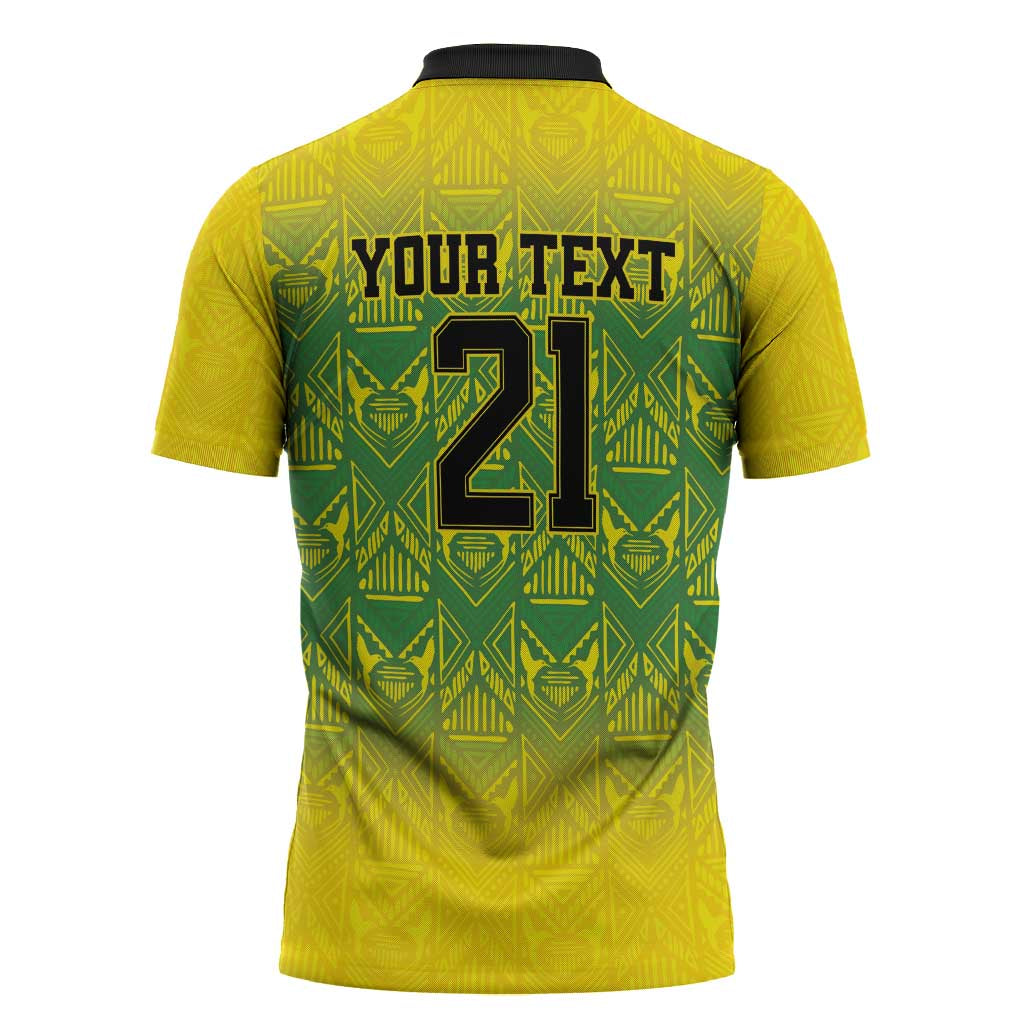 Afro-Jamaicans Custom Zipper Polo Shirt Reggae Boyz With Traditional Pattern