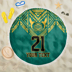Afro-Jamaicans Tribal Custom Football Beach Blanket Green Style