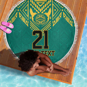 Afro-Jamaicans Tribal Custom Football Beach Blanket Green Style