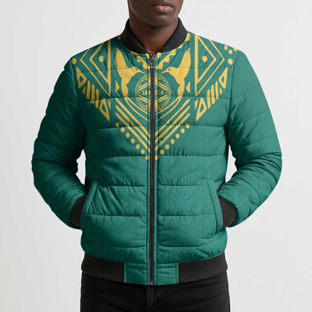 Afro-Jamaicans Tribal Custom Football Bomber Puffer Jacket Green Style