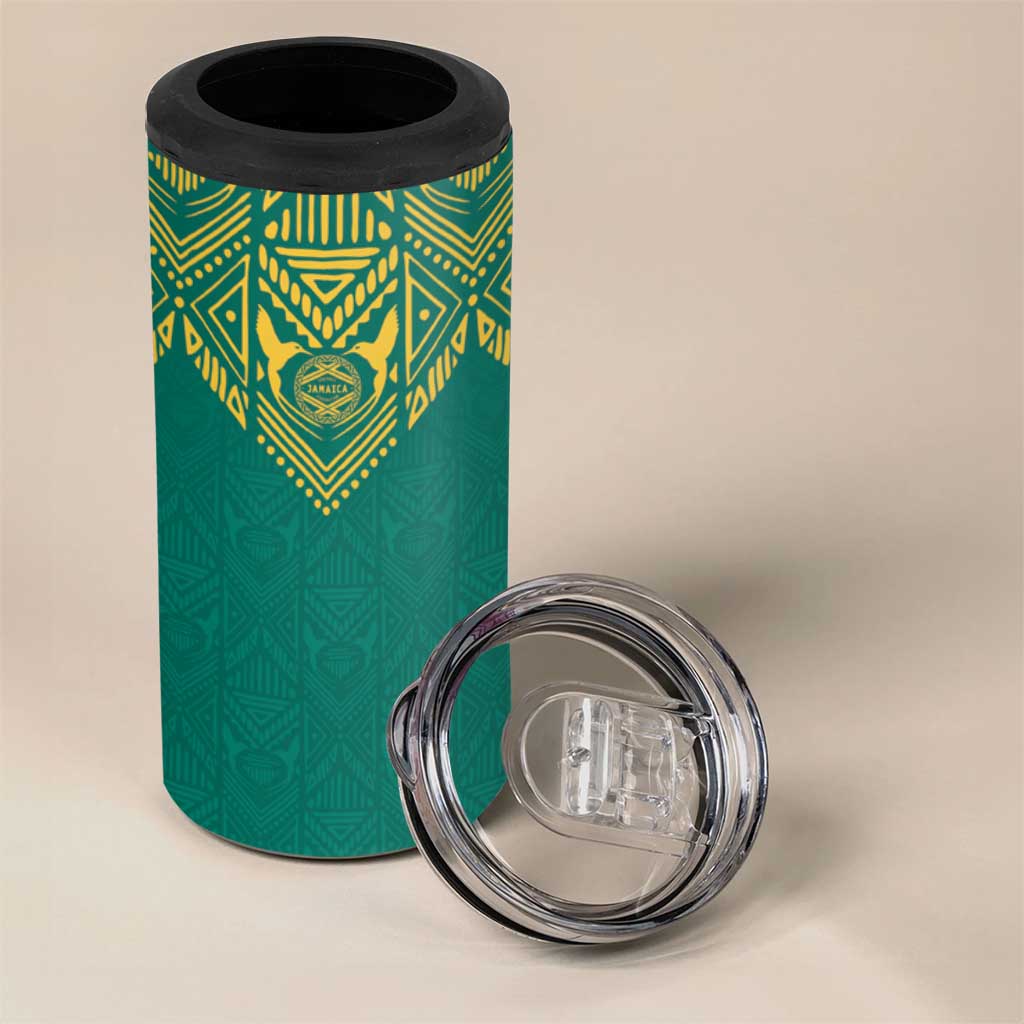Afro-Jamaicans Tribal Custom Football 4 in 1 Can Cooler Tumbler Green Style
