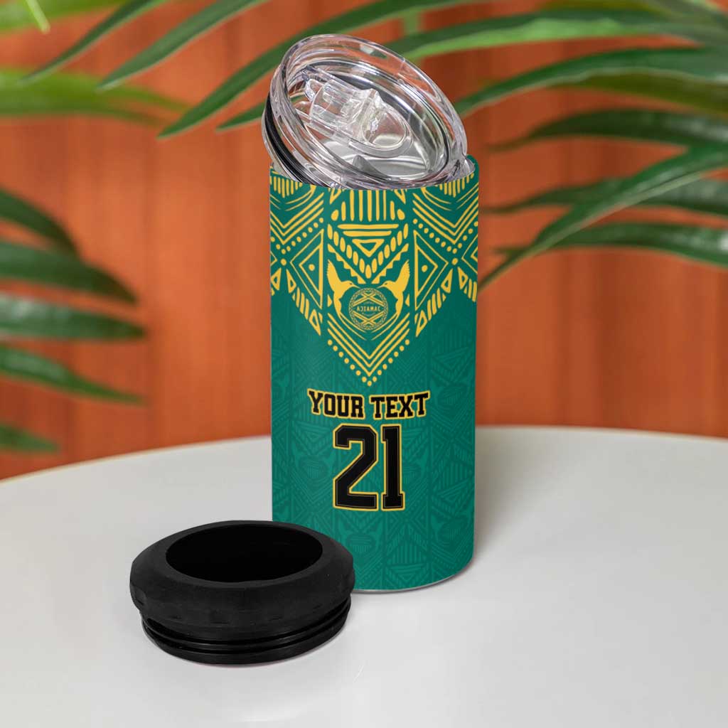 Afro-Jamaicans Tribal Custom Football 4 in 1 Can Cooler Tumbler Green Style