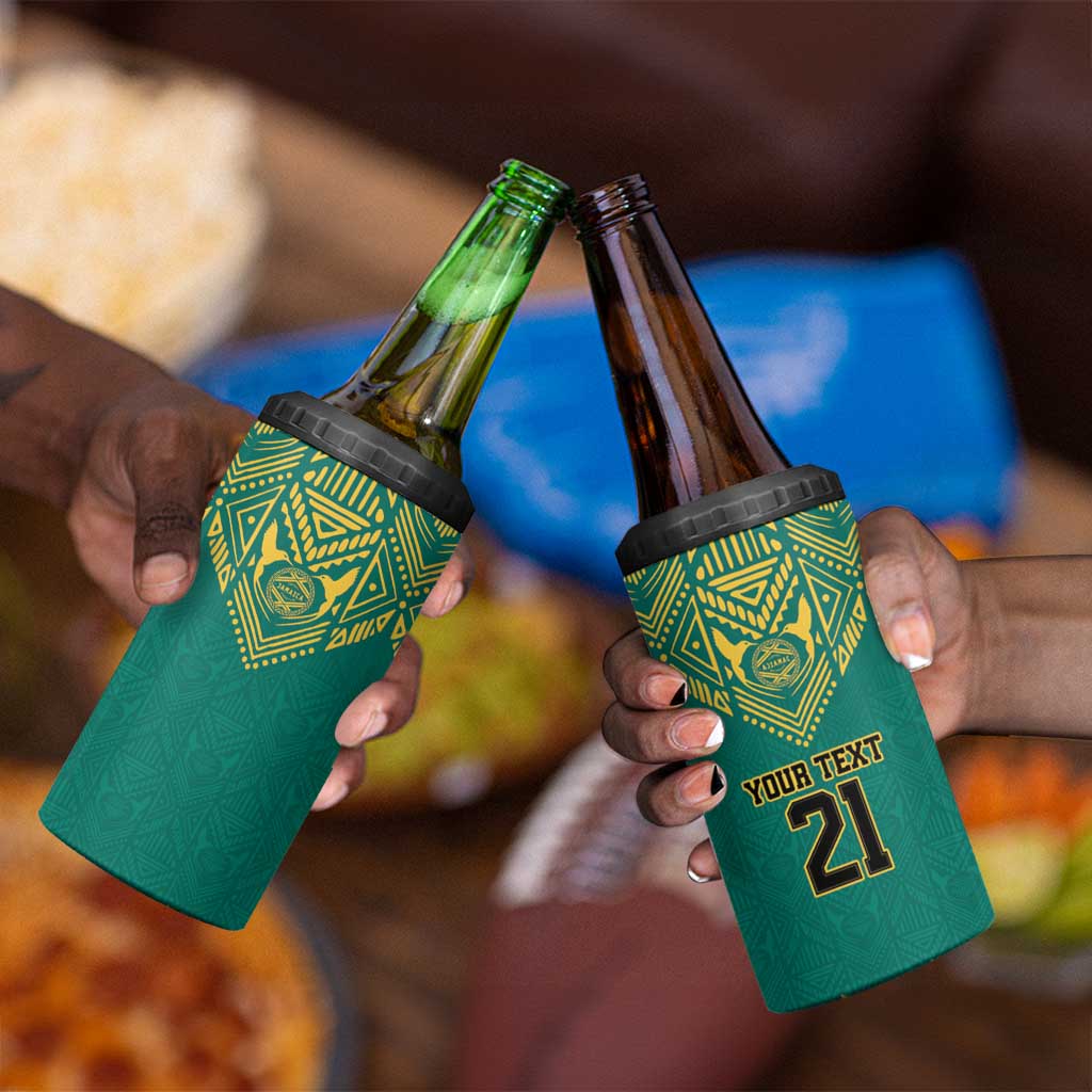 Afro-Jamaicans Tribal Custom Football 4 in 1 Can Cooler Tumbler Green Style