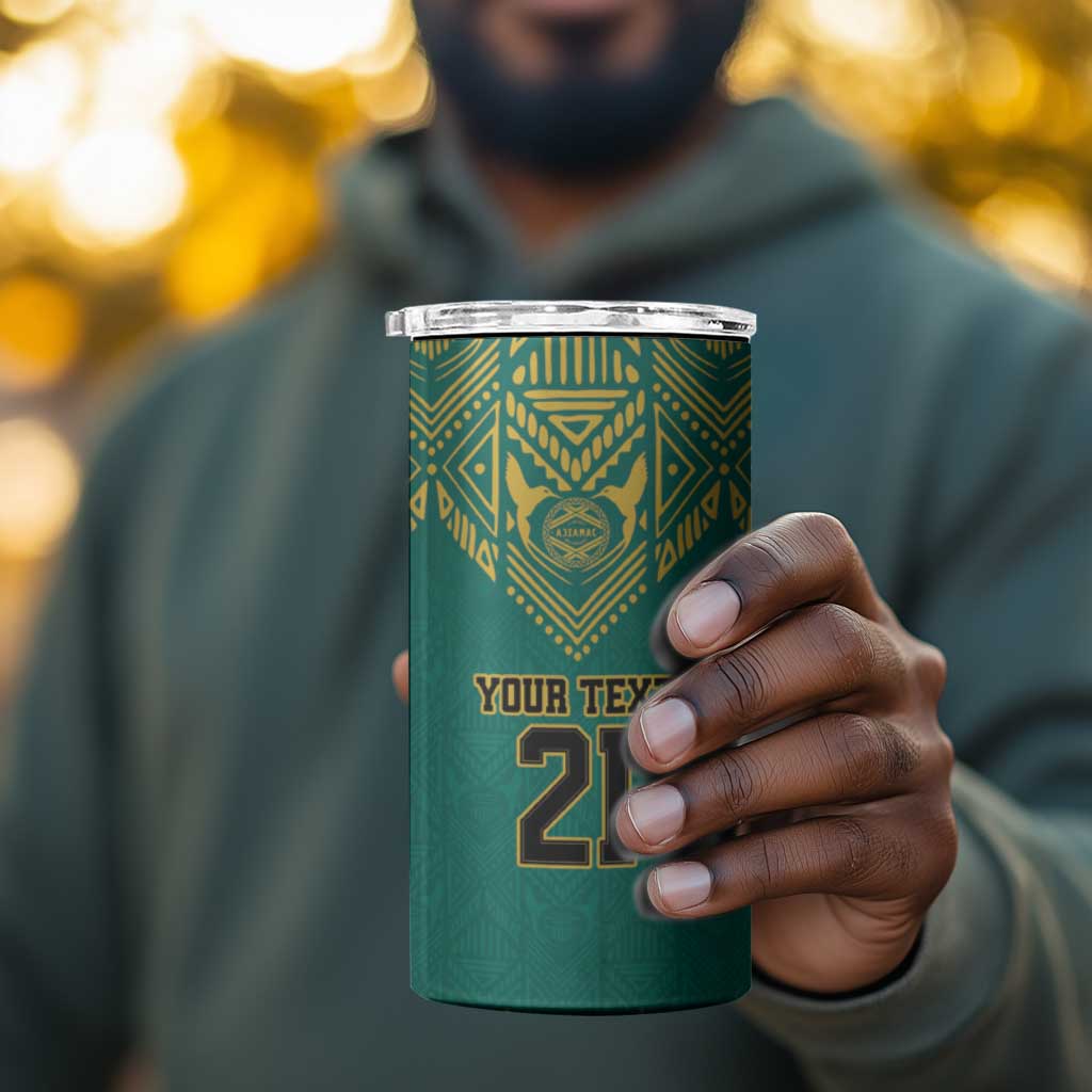 Afro-Jamaicans Tribal Custom Football 4 in 1 Can Cooler Tumbler Green Style