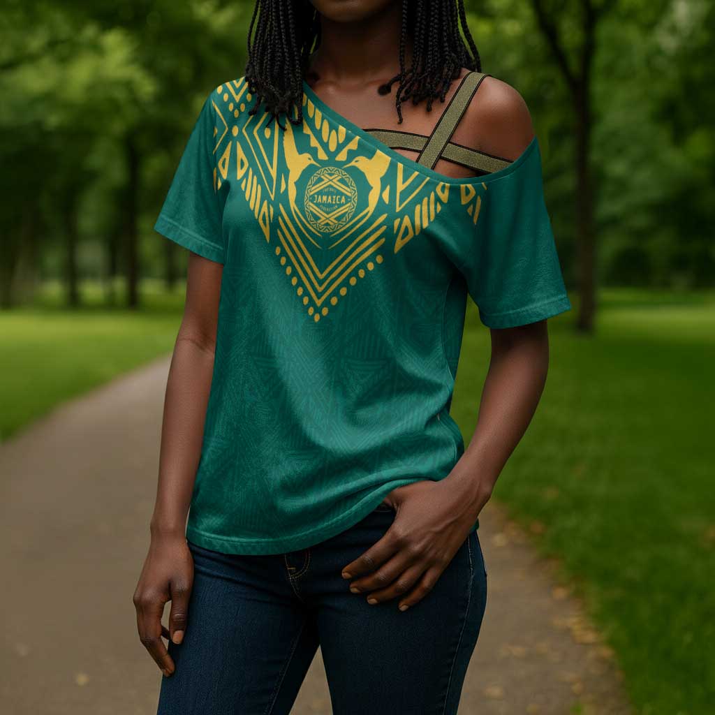 Afro-Jamaicans Tribal Custom Football Cross Shoulder Shirt Green Style