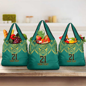 Afro-Jamaicans Tribal Custom Football Grocery Bag Green Style