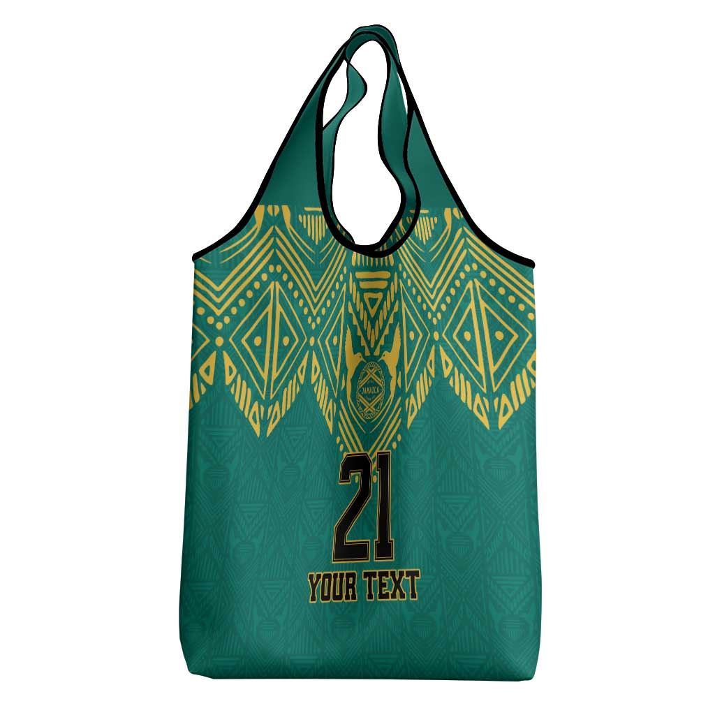 Afro-Jamaicans Tribal Custom Football Grocery Bag Green Style