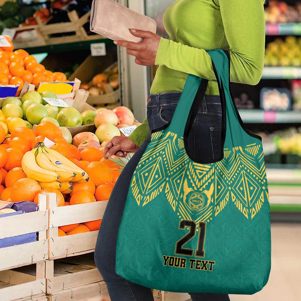 Afro-Jamaicans Tribal Custom Football Grocery Bag Green Style