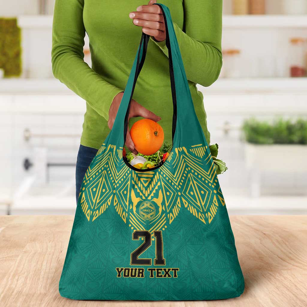 Afro-Jamaicans Tribal Custom Football Grocery Bag Green Style