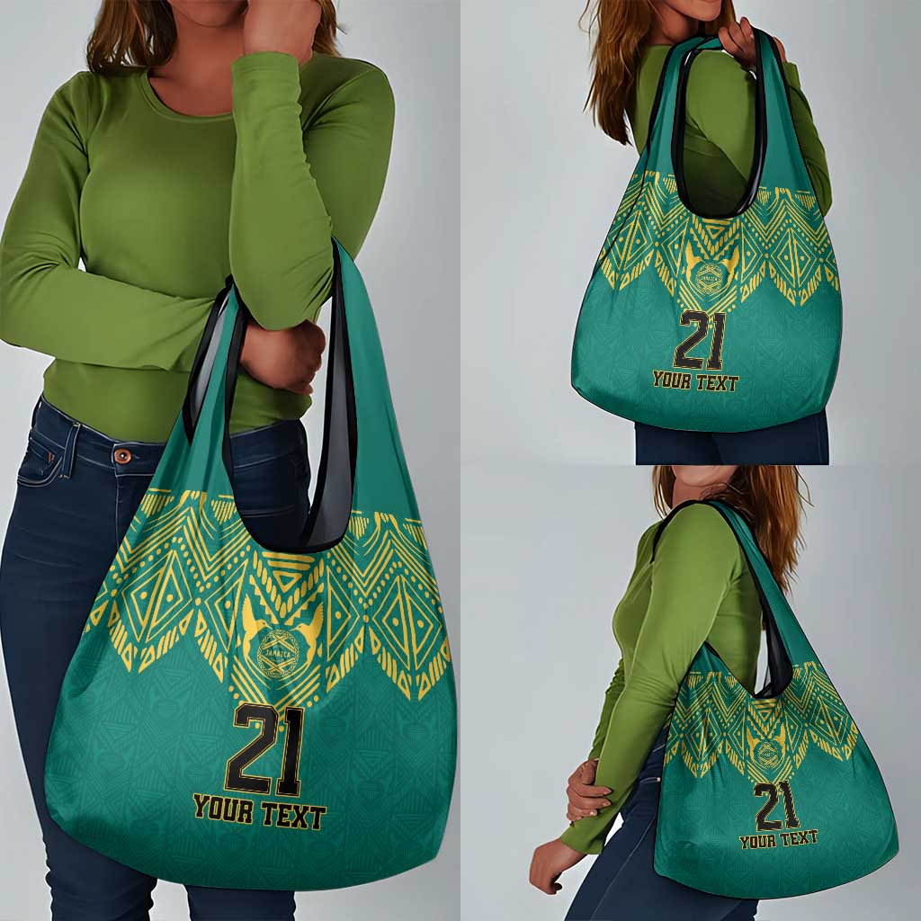 Afro-Jamaicans Tribal Custom Football Grocery Bag Green Style