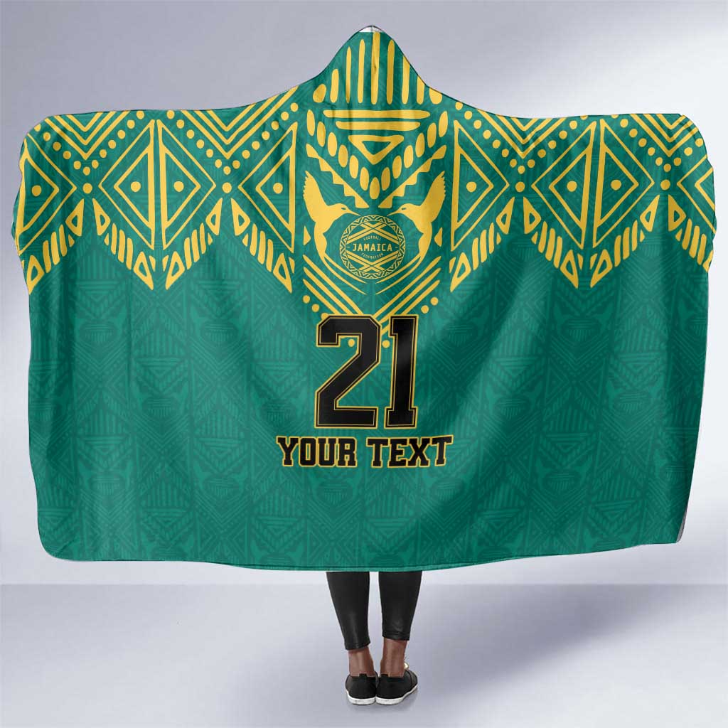 Afro-Jamaicans Tribal Custom Football Hooded Blanket Green Style