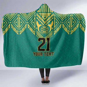 Afro-Jamaicans Tribal Custom Football Hooded Blanket Green Style